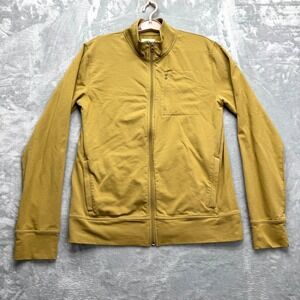 Pact‎ Sweater Jacket Men's Medium Yellow Full Zip Knit Organic Cotton